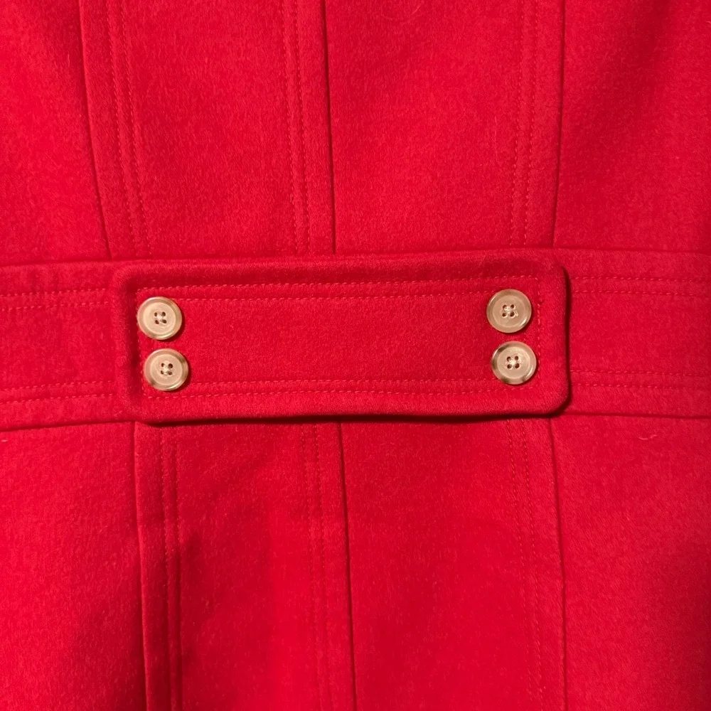 J.Crew Womens Red Wool Blend Button‎ Front Pea Coat Jacket AS-IS 6 Mid length - Picture 15 of 15